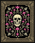 Dark Skull Mushroom Floral Pattern Rug