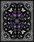 Black Whimsical Butterfly Floral Pattern Rug