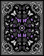 Black Whimsical Butterfly Floral Pattern Rug