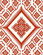 Red Floral Medallion Geometric Pattern Rug