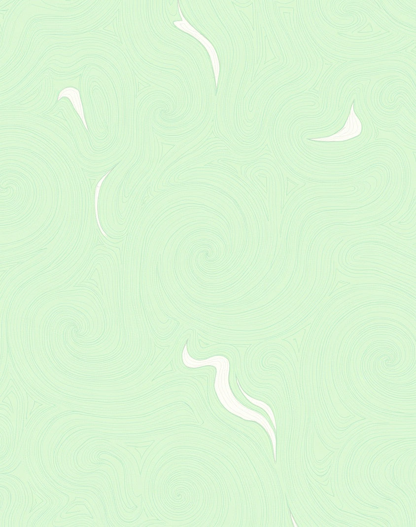 Abstract Swirling Mint And White Design Rug