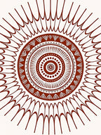 Round Ethnic Sunburst Pattern Rug