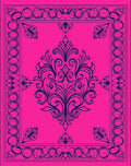 Vibrant Pink Floral Scrollwork Design Rug
