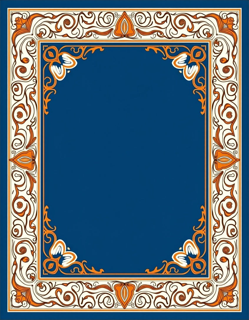 Art Nouveau Style Floral Border Design Rug