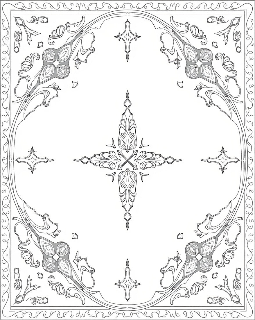 Elegant Floral Art Nouveau Design Rug