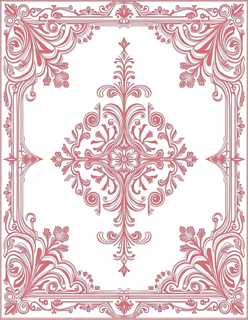 Ornate Floral Scrollwork Patterns Rug