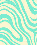 Abstract Aqua And Cream Waves Design Rug