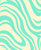 Abstract Aqua And Cream Waves Design Rug