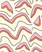 Retro Pink Orange Wavy Pattern Rug