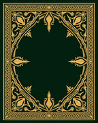 Elegant Gold Floral Motif Border Rug