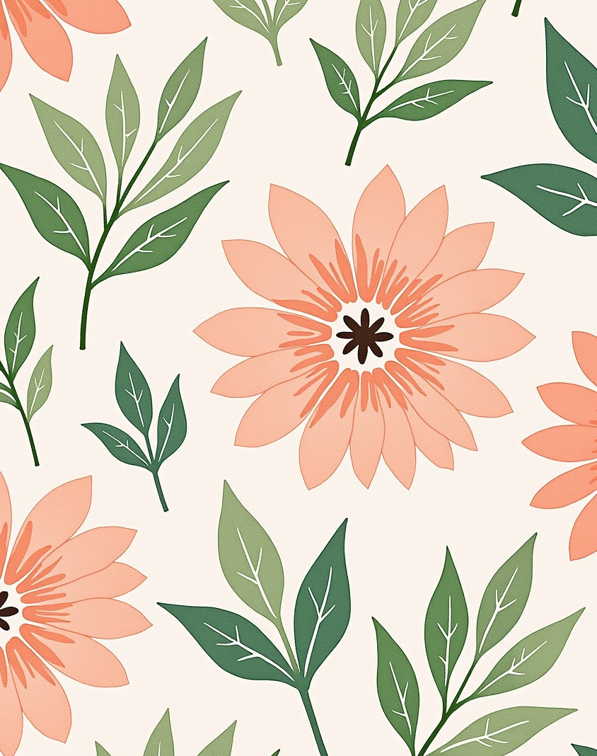 Coral Flower Leaf Pattern Rug