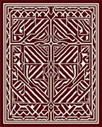 Intricate Linear Patterned Red Rug Design Rug