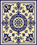 Classic Blue Floral Mandala Design Rug