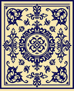 Classic Blue Floral Mandala Design Rug