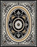 Ornate Floral Black Gold Cream Rug