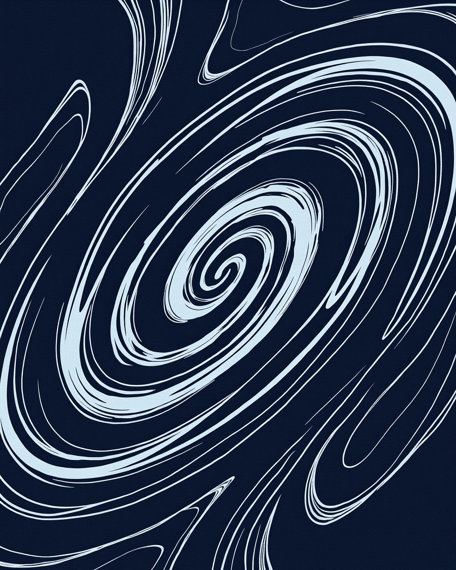 Abstract Swirl Navy White Pattern Rug