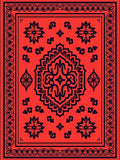 Bold Red Floral Medallion Design Rug