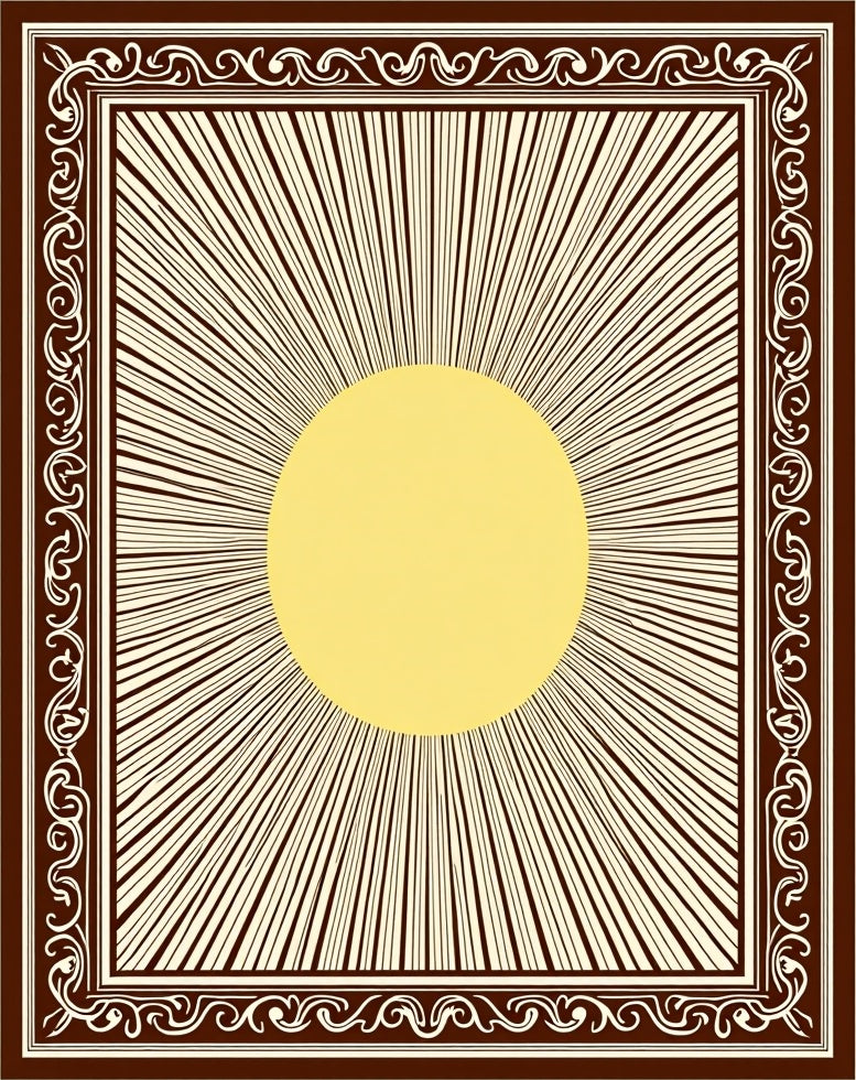 Sunburst Pattern With Ornate Border Rug