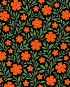 Orange Floral Vine Pattern Rug