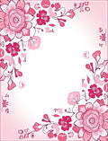 Pink Blooming Floral Sketch Pattern Rug