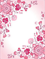 Pink Blooming Floral Sketch Pattern Rug