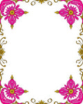 Ornate Pink Floral Golden Border Rug