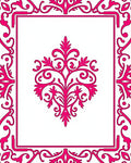 Ornate Pink Floral Damask Design Rug