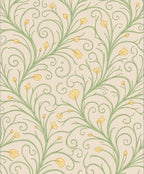 Delicate Yellow Floral Swirl Pattern Rug