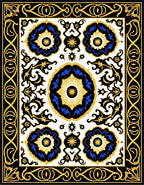 Ornate Floral Patterned Gold Rug