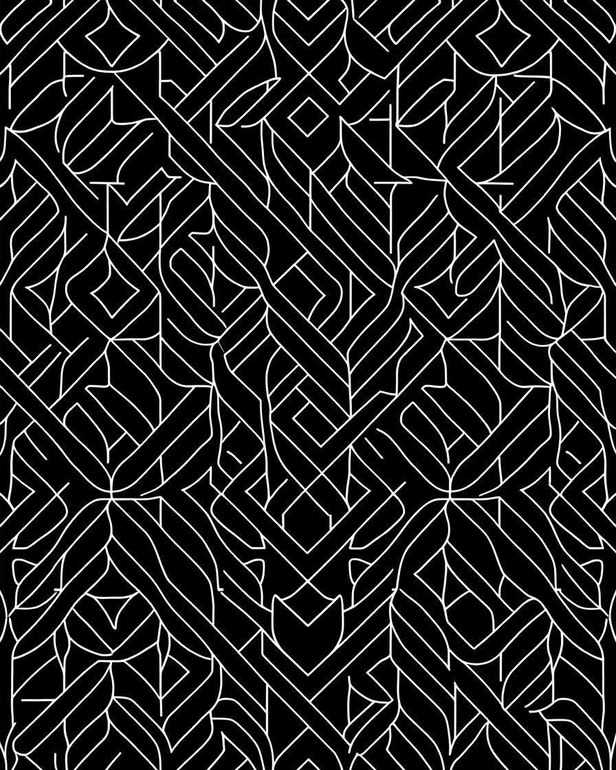 Black White Geometric Deco Liner Rug