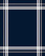Classic Navy Plaid Border Design Rug