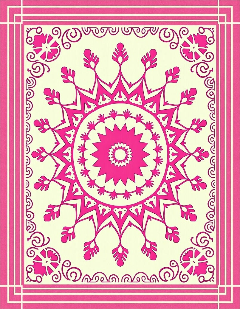Bright Pink Mandala Floral Pattern Rug