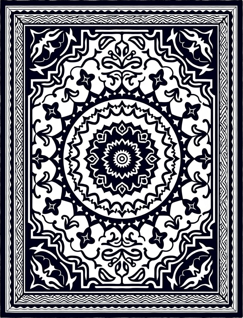 Ornate Mandala Geometric Pattern Rug