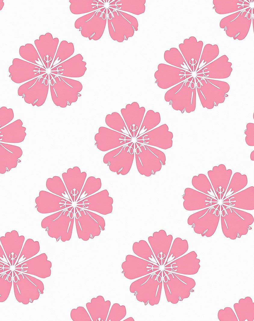 Pink Floral Pattern Overlay Rug