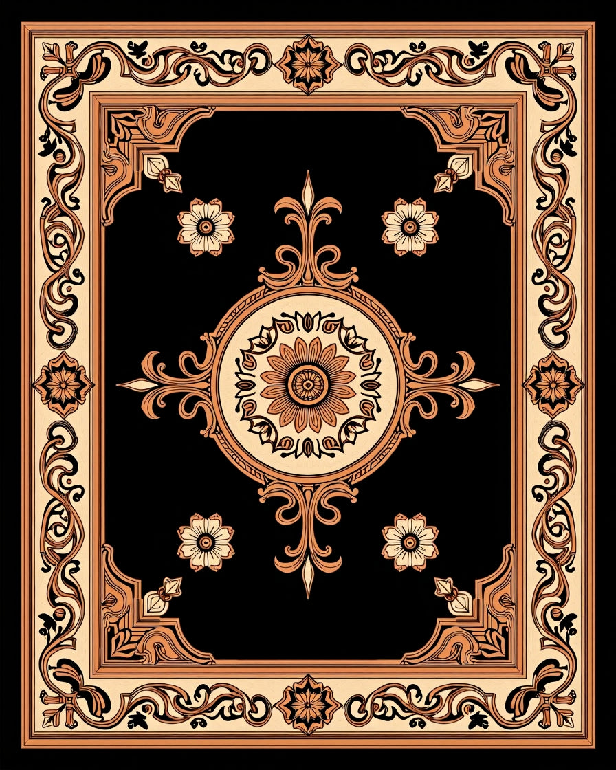 Ornate Floral Scrollwork With Central Medallion Rug
