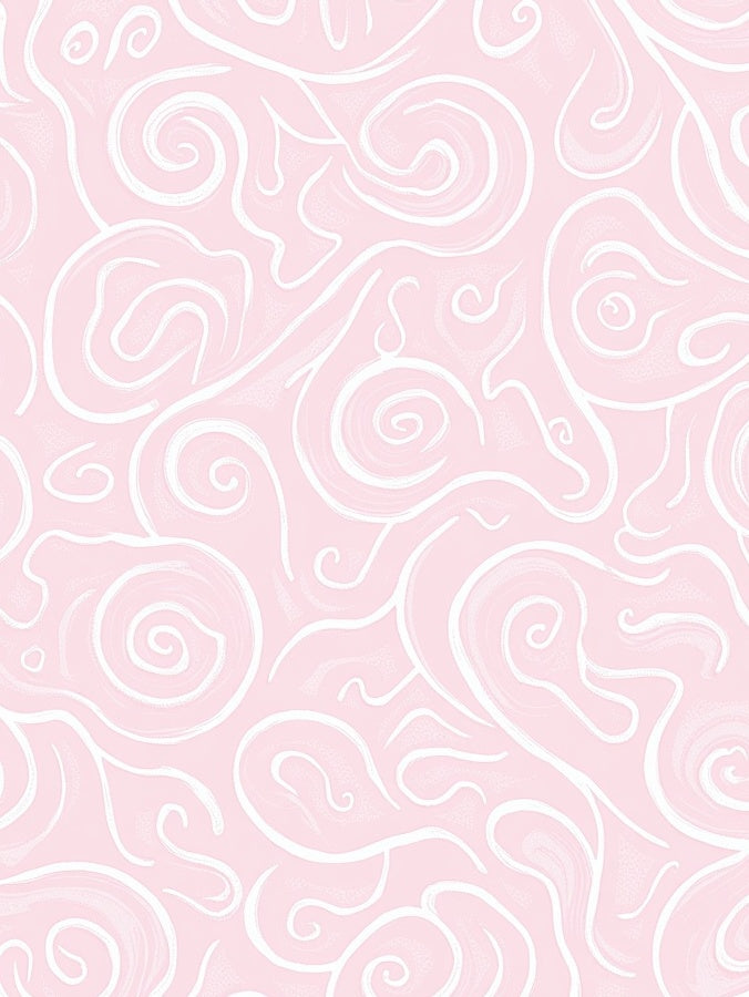 Pink White Swirls Hand-Drawn Pattern Rug