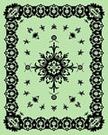 Ornate Floral Mandala Black Light Green Rug