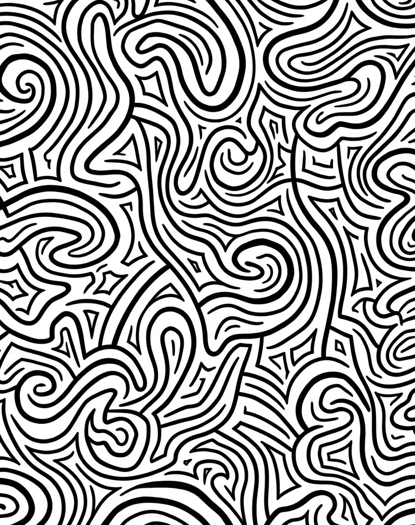 Abstract Black White Swirl Pattern Rug