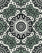 Monochrome Floral Mandala Pattern Rug