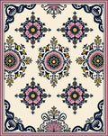 Floral medallions and ornate corner patterns Rug