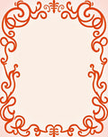 Orange Floral Swirl Scroll Border Rug