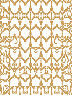 Gold White Ornate Geometric Pattern Rug