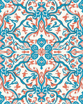 Teal Coral Floral Filigree Pattern Rug