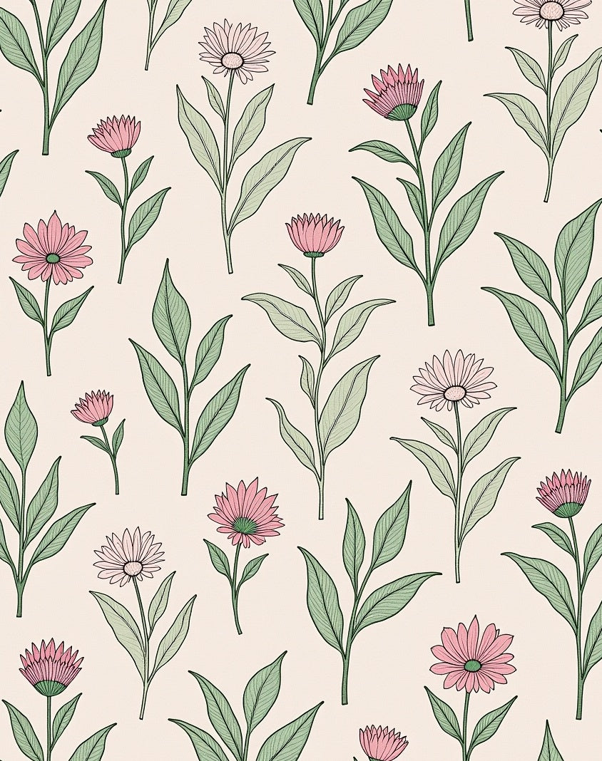 Pink Daisy Floral Pattern Rug