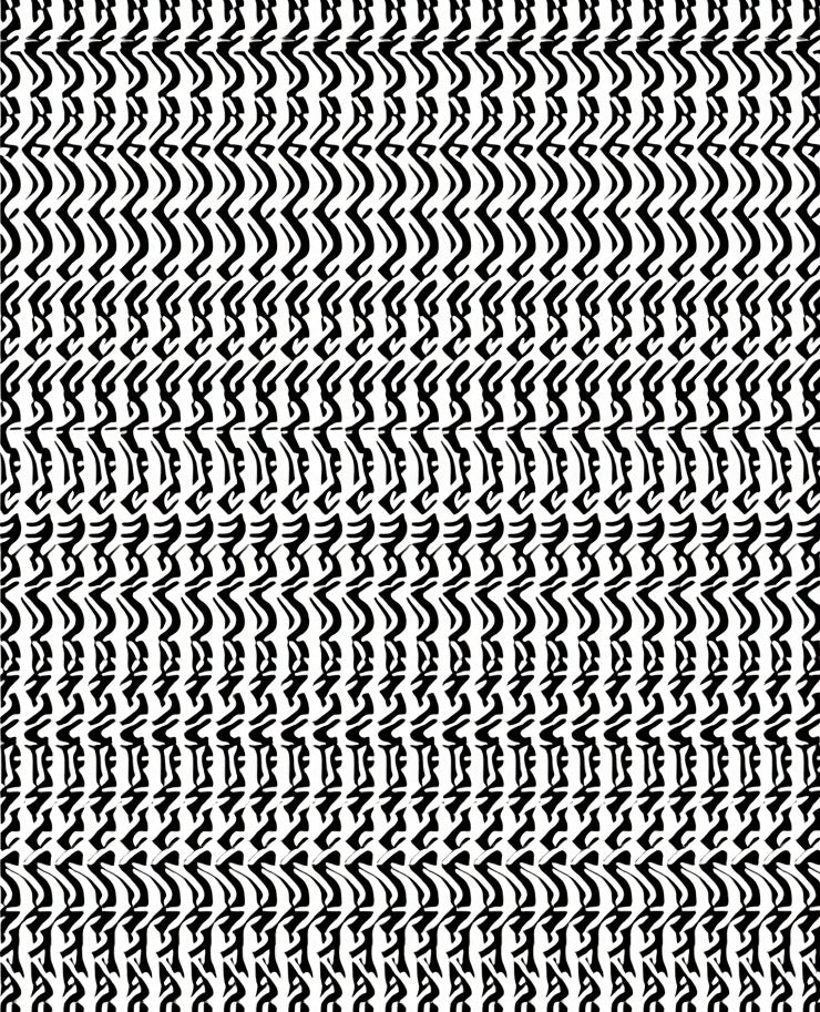 Abstract Black Wavy Stripe Pattern Rug