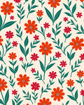 Orange Red Floral Pattern Rug