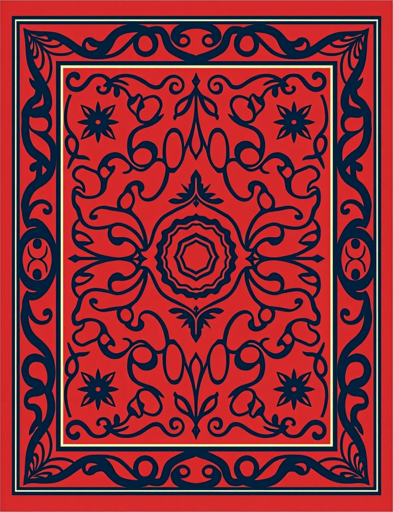 Red Navy Traditional Floral Pattern Rug