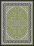 Art Nouveau Green Vine Leaf Rug
