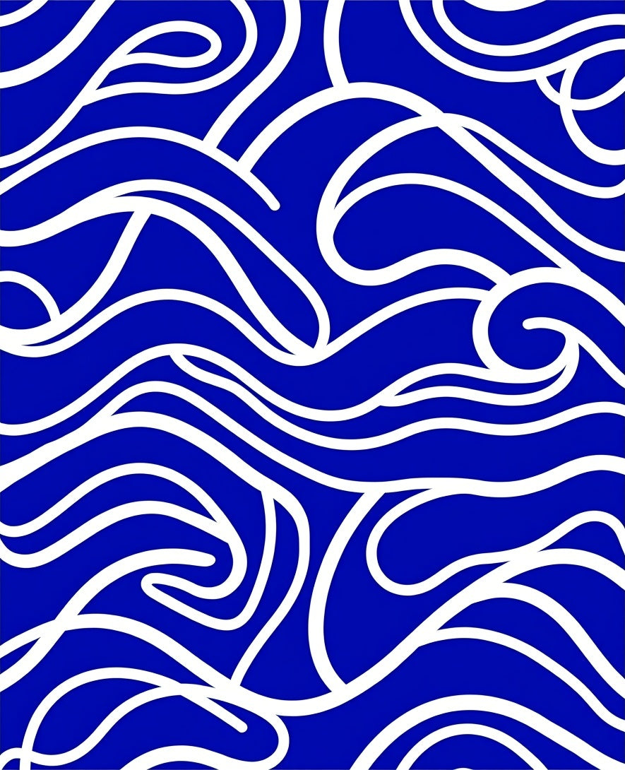 Bold Blue Swirling Lines Rug
