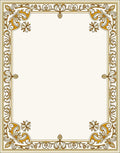 Ornate Gold Floral Scroll Border Rug